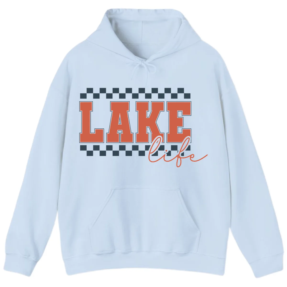 Lake Life Vintage Block Letter Hoodie in Light Blue