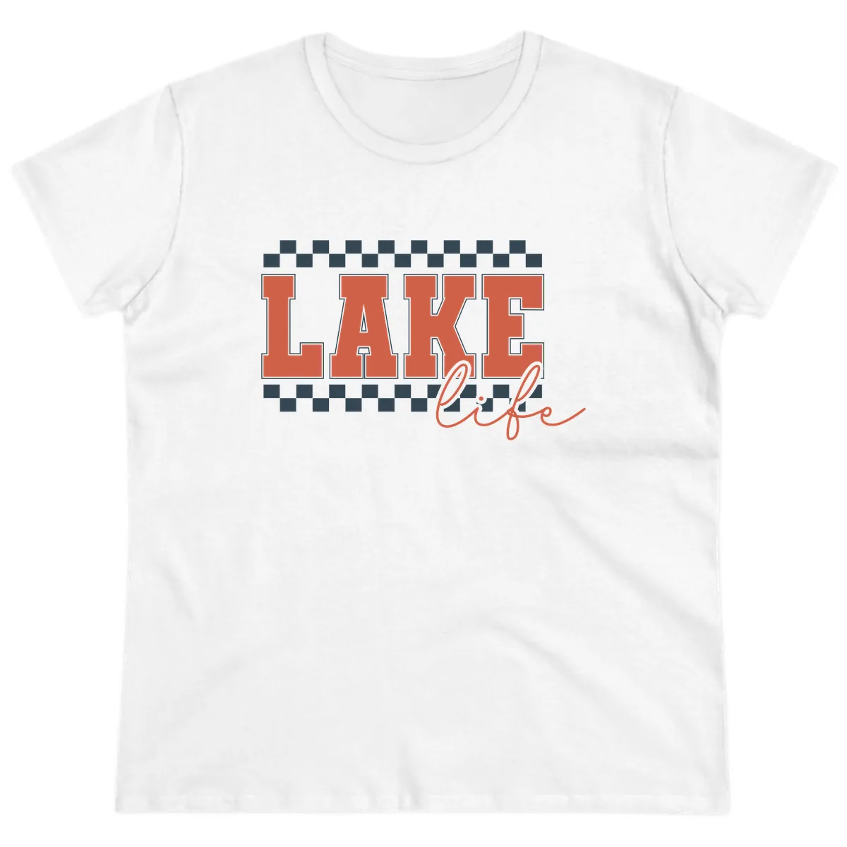 Lake Life Vintage Block Letter Ladies Tee in White