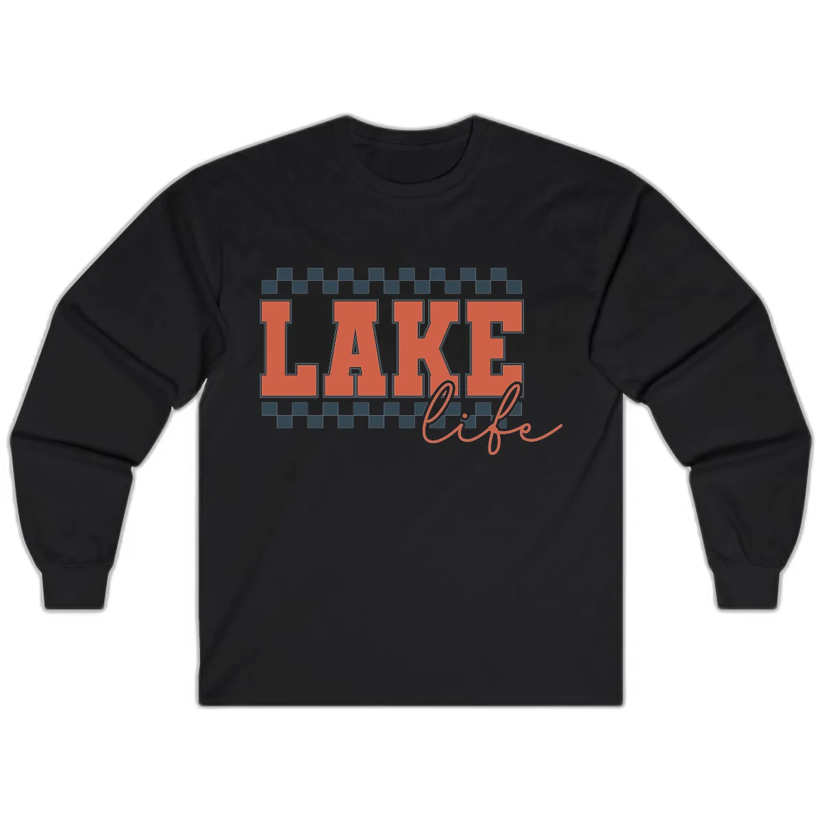 Lake Life Vintage Block Letter Long Sleeve in Black