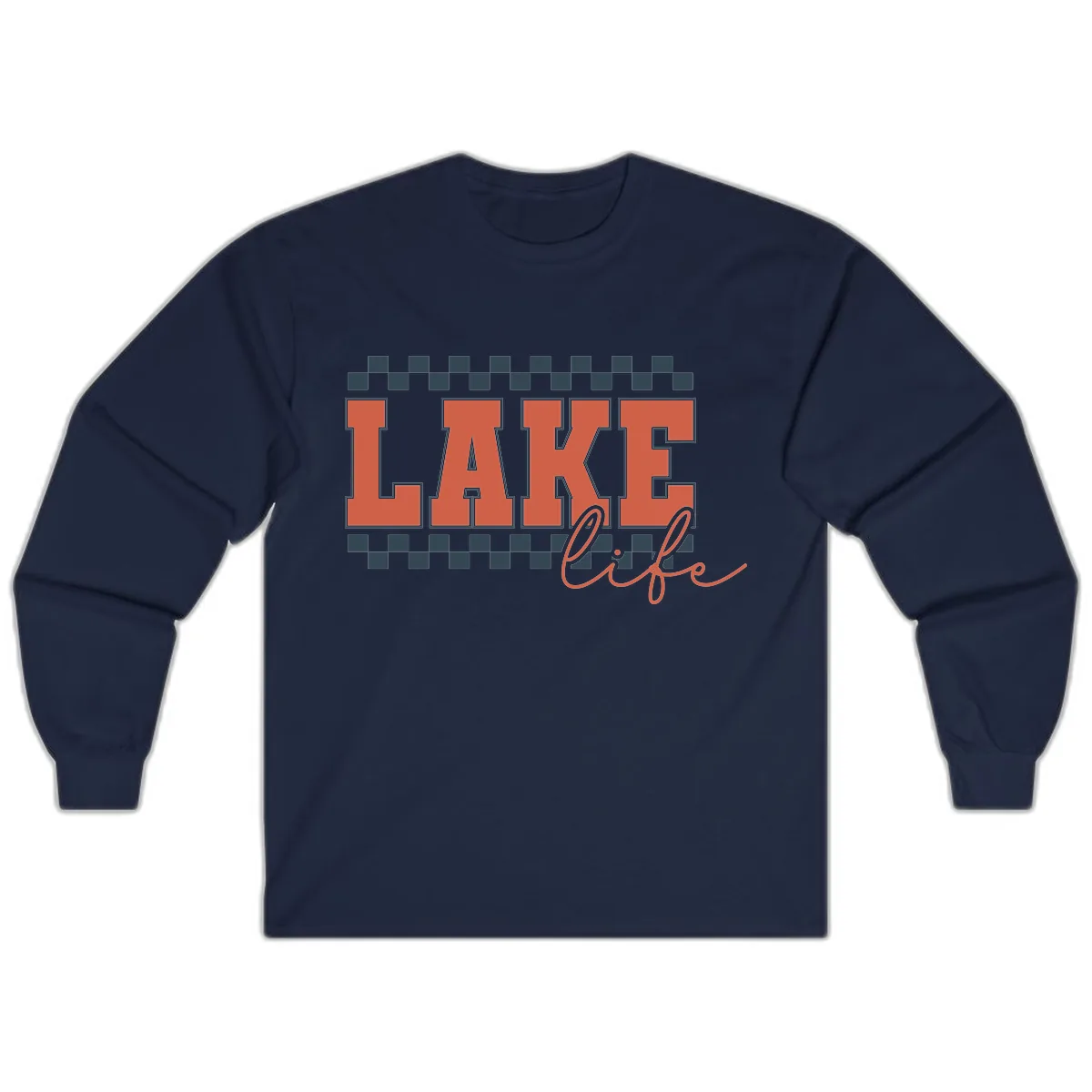 Lake Life Vintage Block Letter Long Sleeve in Navy