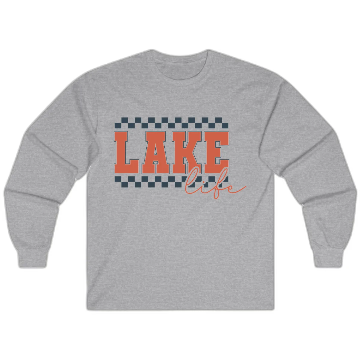 Lake Life Vintage Block Letter Long Sleeve in Sport Grey