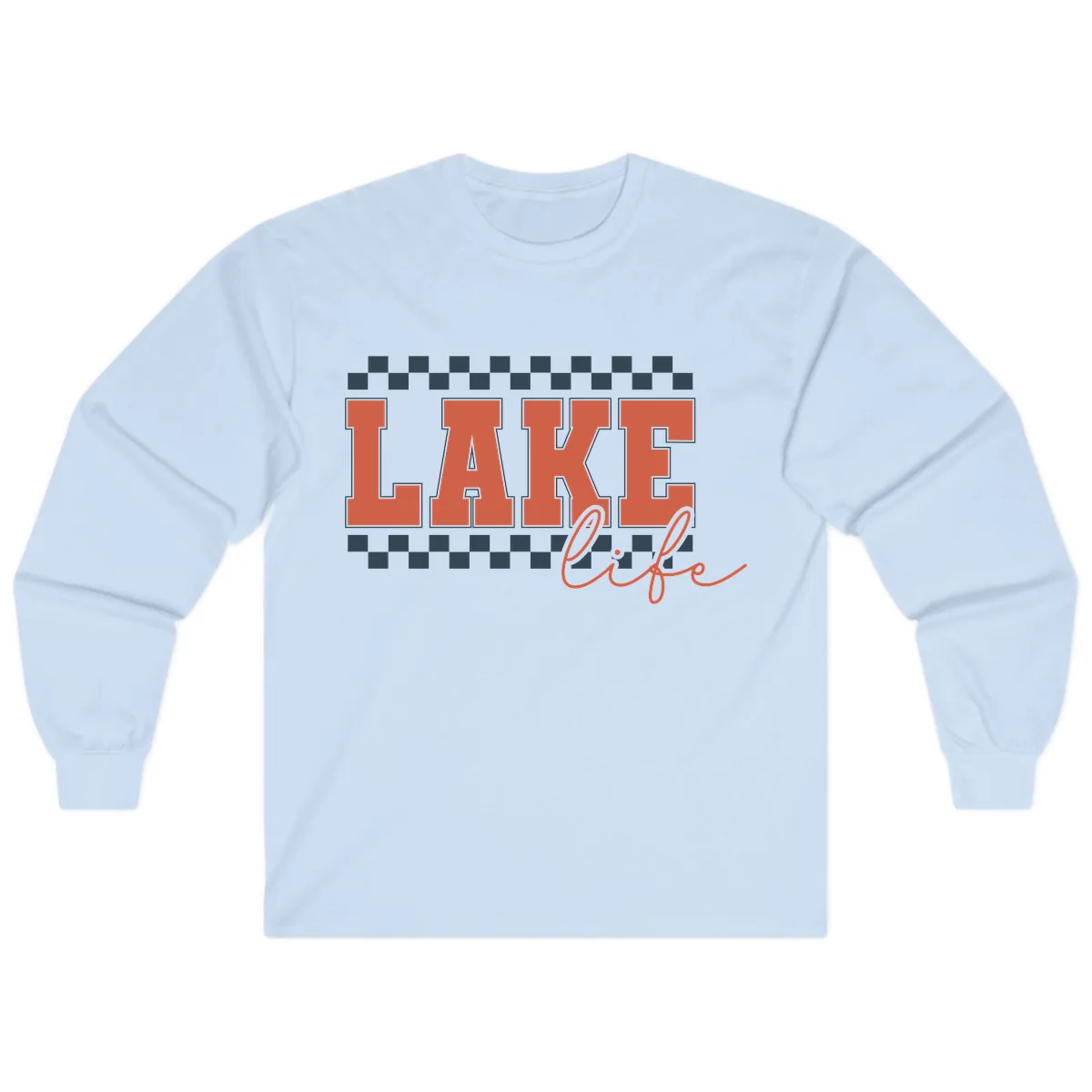 Lake Life Vintage Block Letter Long Sleeve in Light Blue