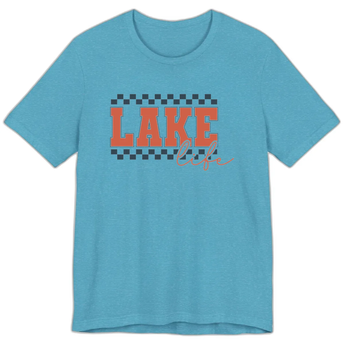 Lake Life Vintage Block Letter Premium T-Shirt in Heather Aqua