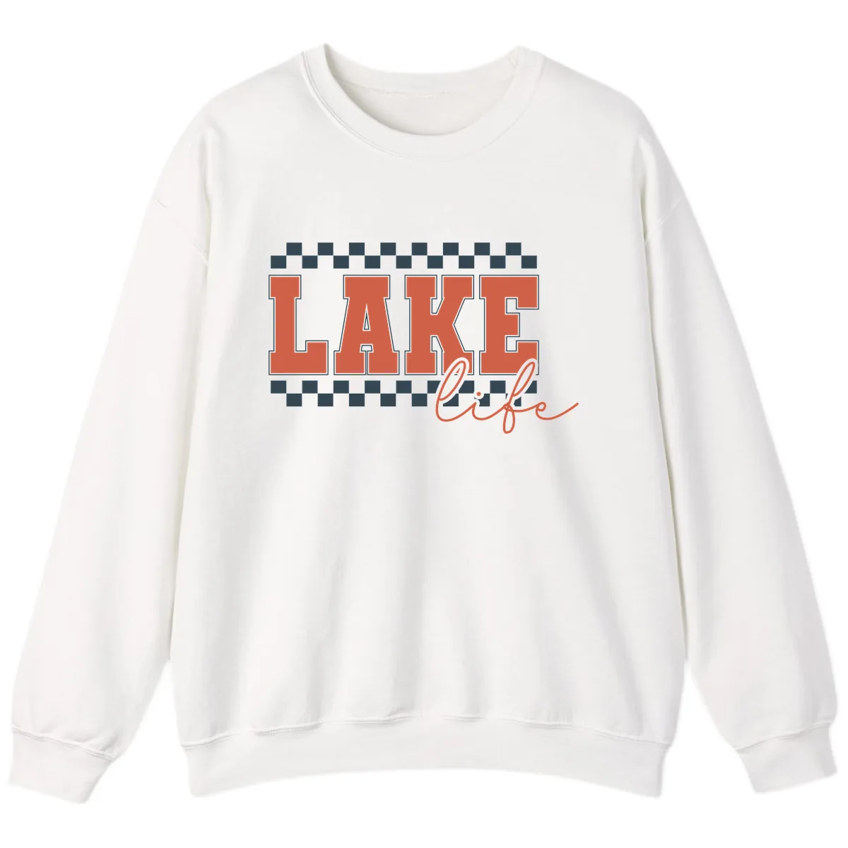 Lake Life Vintage Block Letter Sweatshirt in White