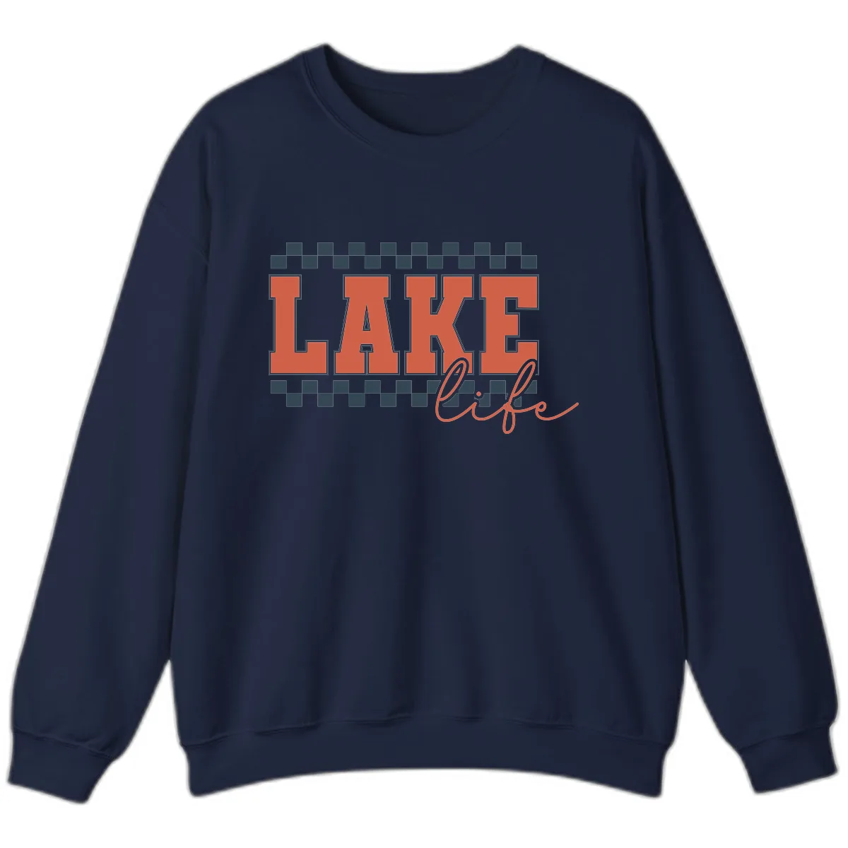 Lake Life Vintage Block Letter Sweatshirt in Navy