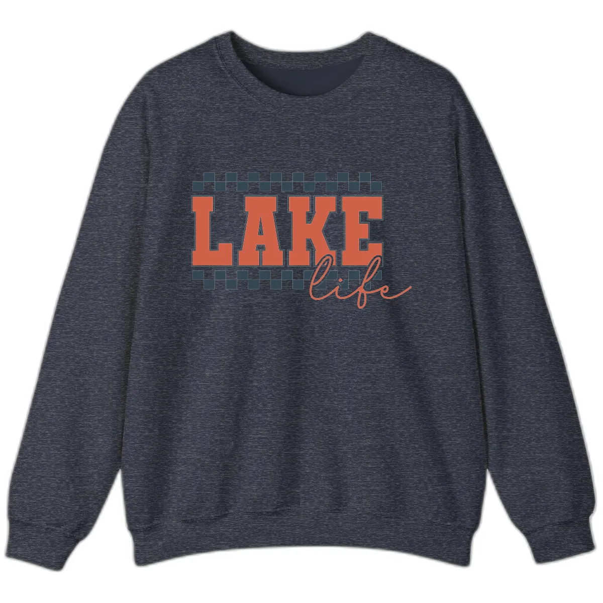 Lake Life Vintage Block Letter Sweatshirt in Heather Sport Dark Navy