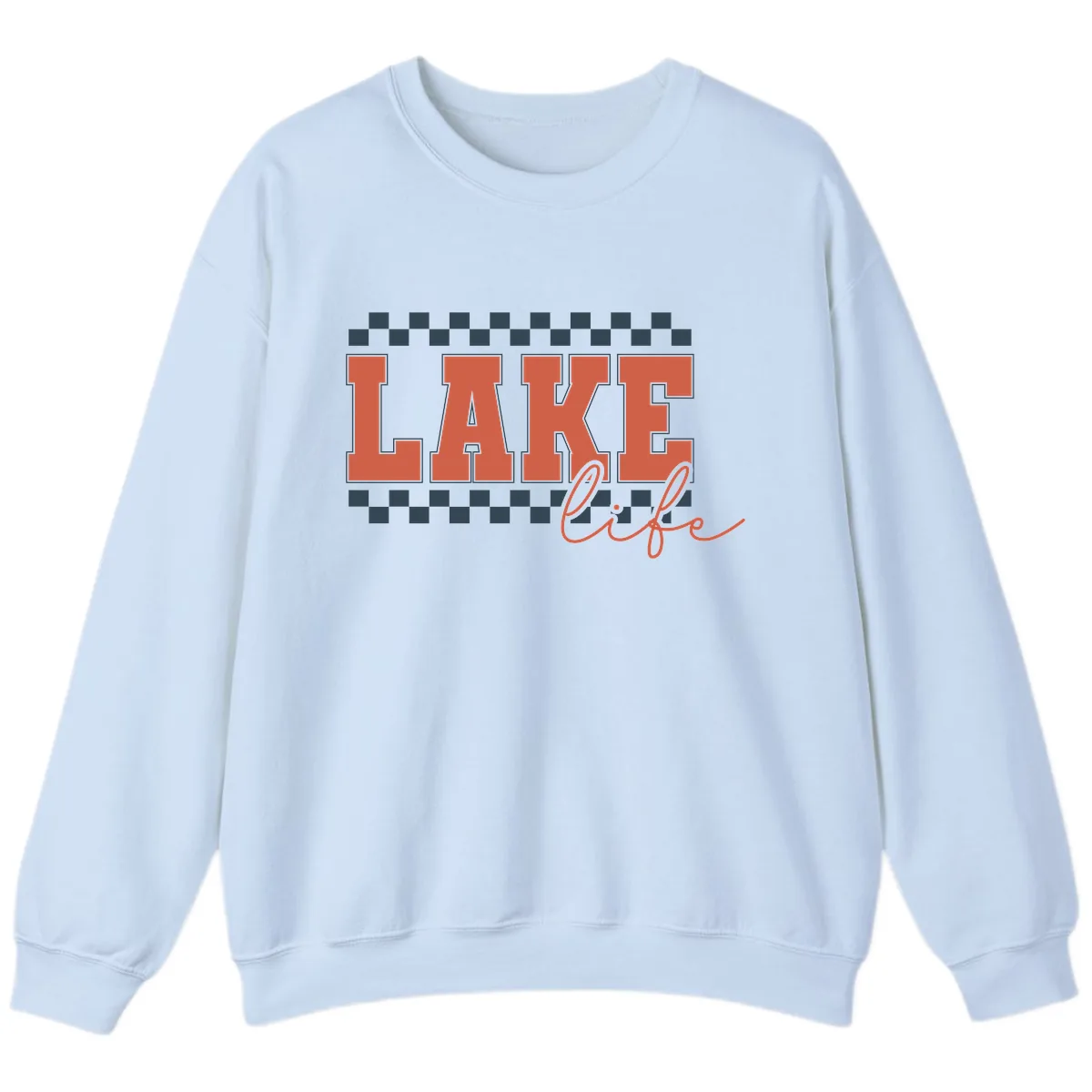 Lake Life Vintage Block Letter Sweatshirt in Light Blue
