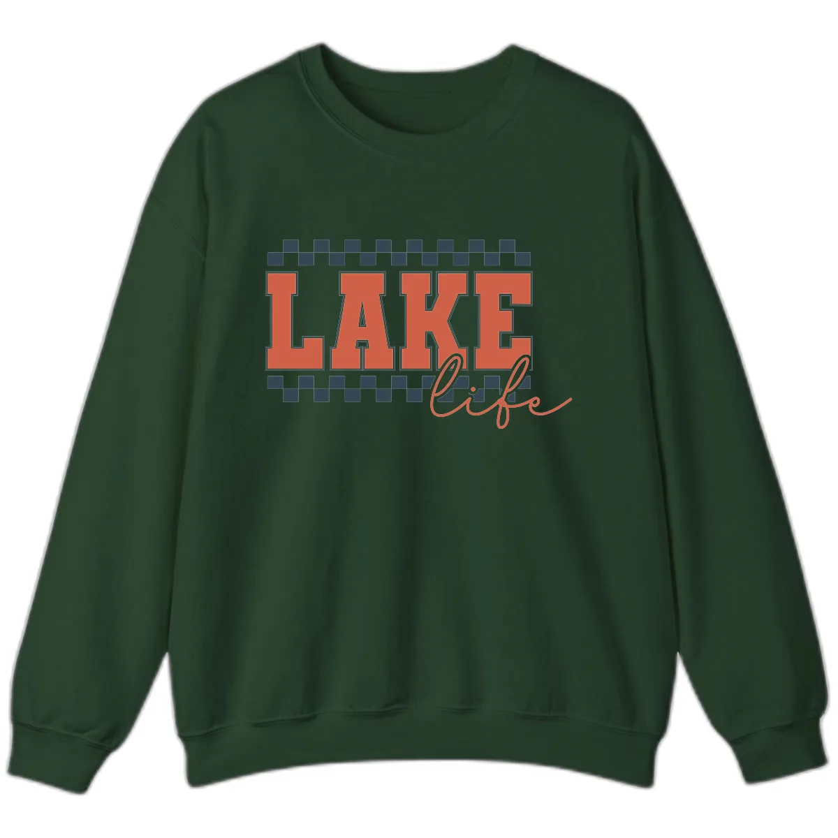 Lake Life Vintage Block Letter Sweatshirt in Forest Green
