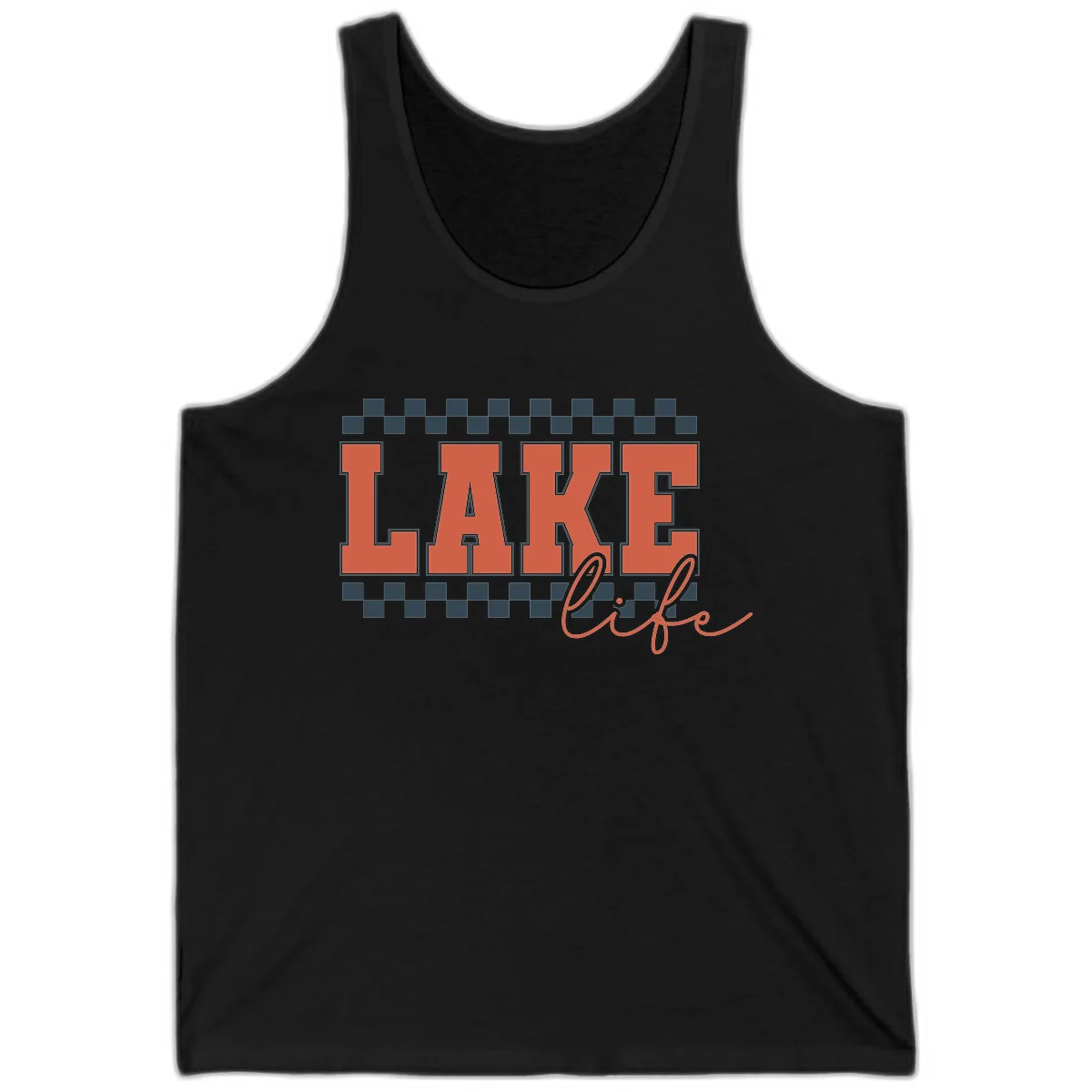Lake Life Vintage Block Letter Tank in Black