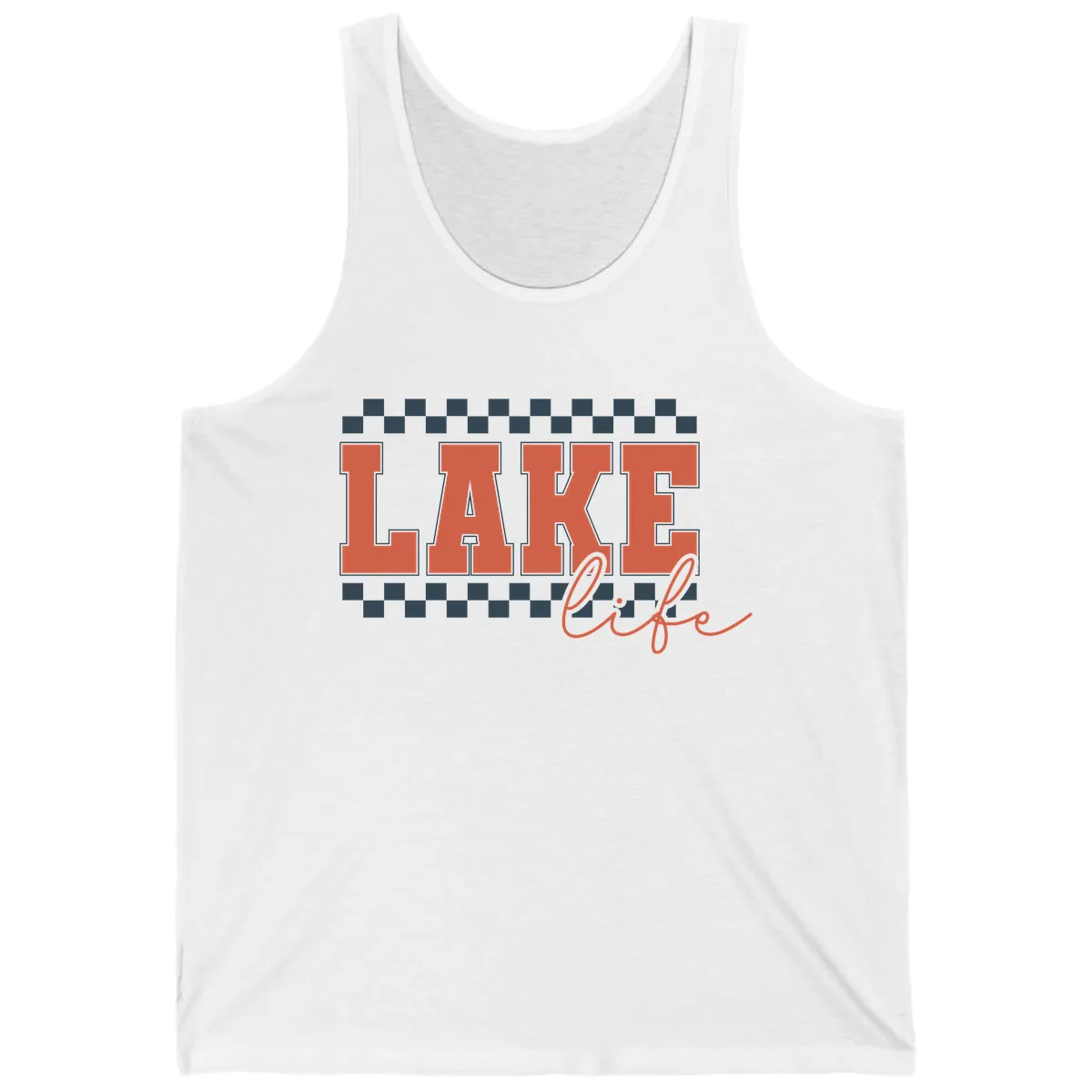 Lake Life Vintage Block Letter Tank in White
