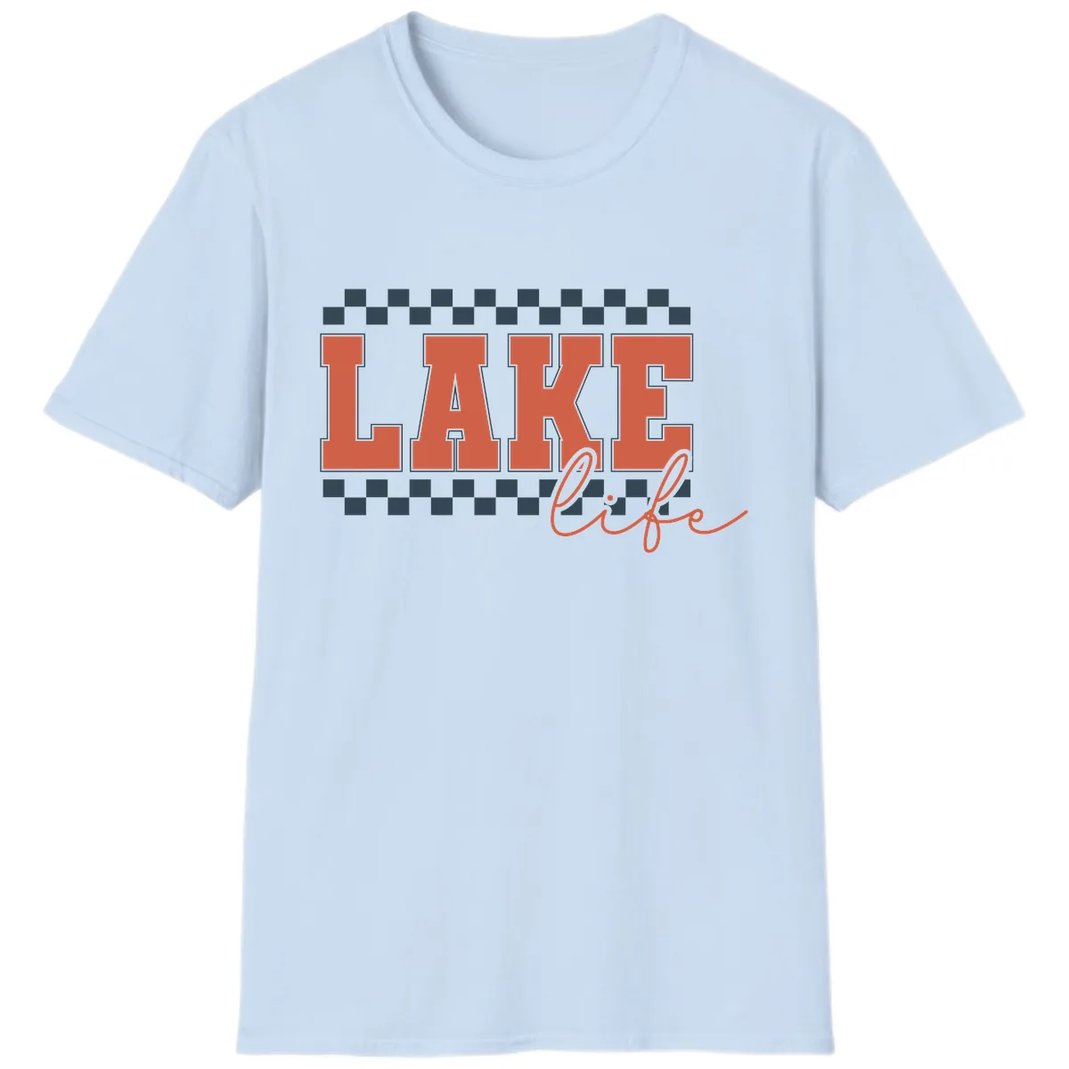 Lake Life Vintage Block Letter T-Shirt in Light Blue