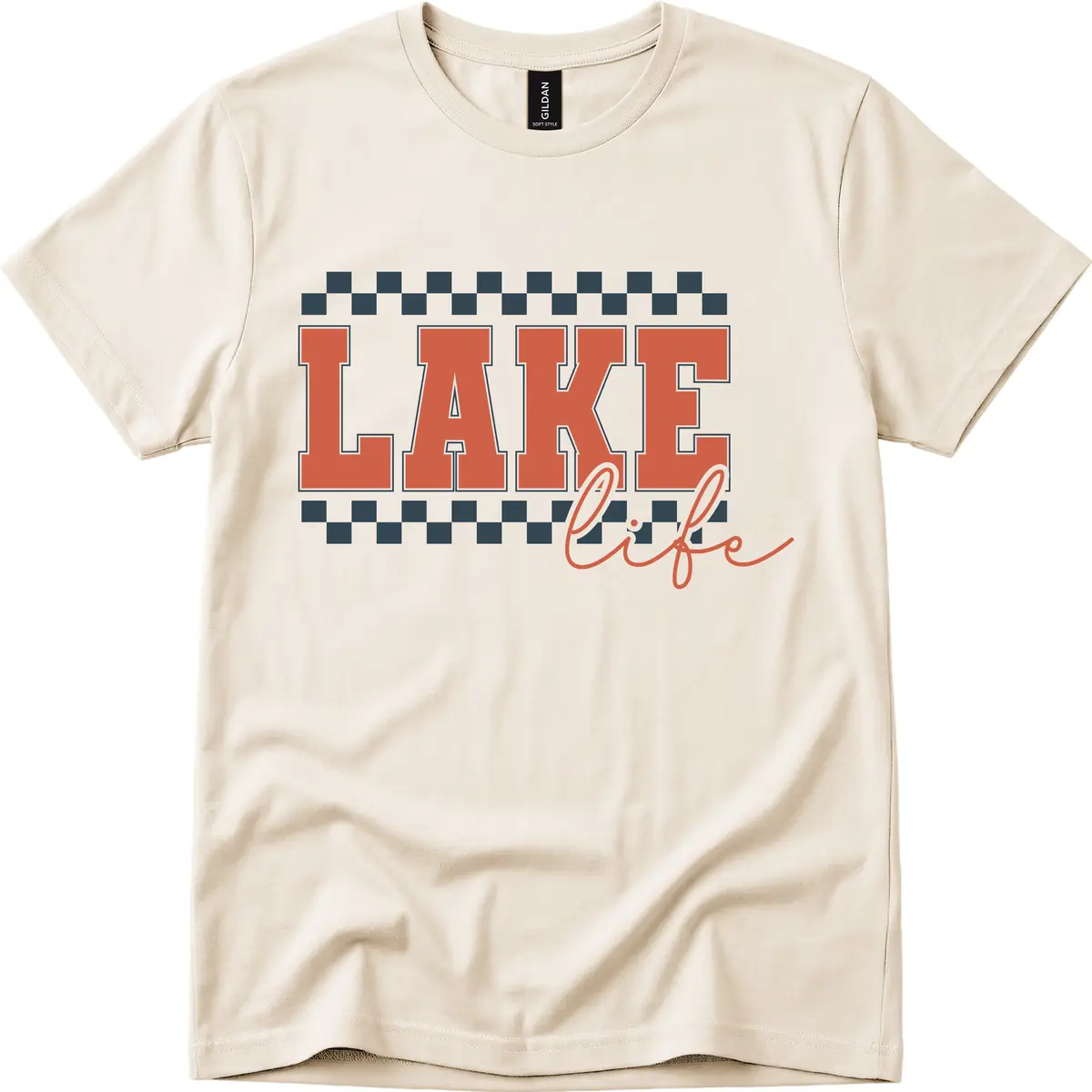 Lake Life Vintage Block Letter T-Shirt in Natural
