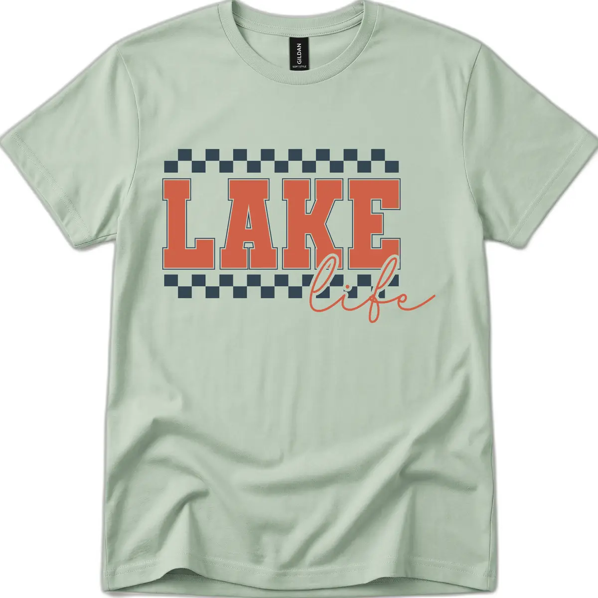Lake Life Vintage Block Letter T-Shirt in Sage