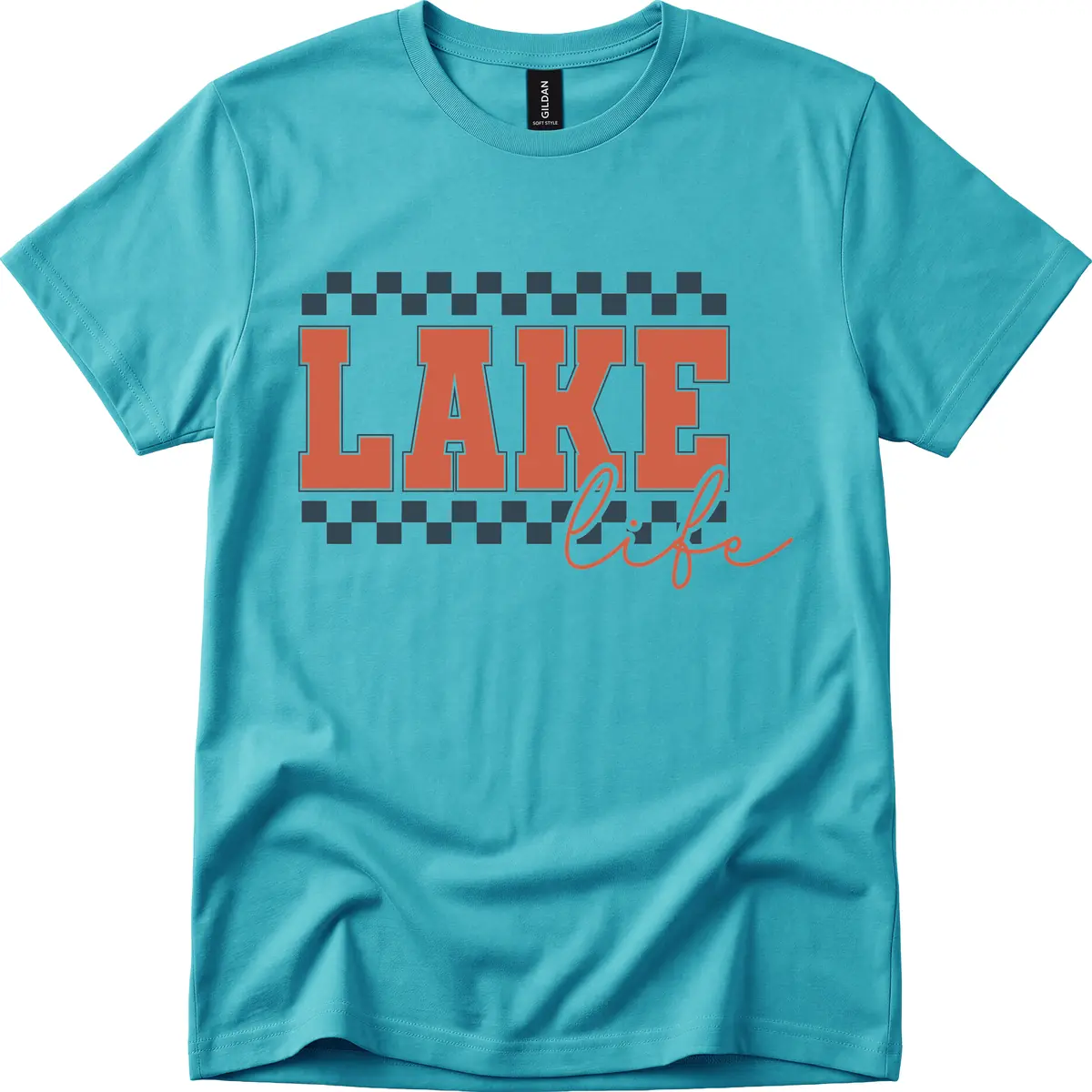 Lake Life Vintage Block Letter T-Shirt in Tropical Blue