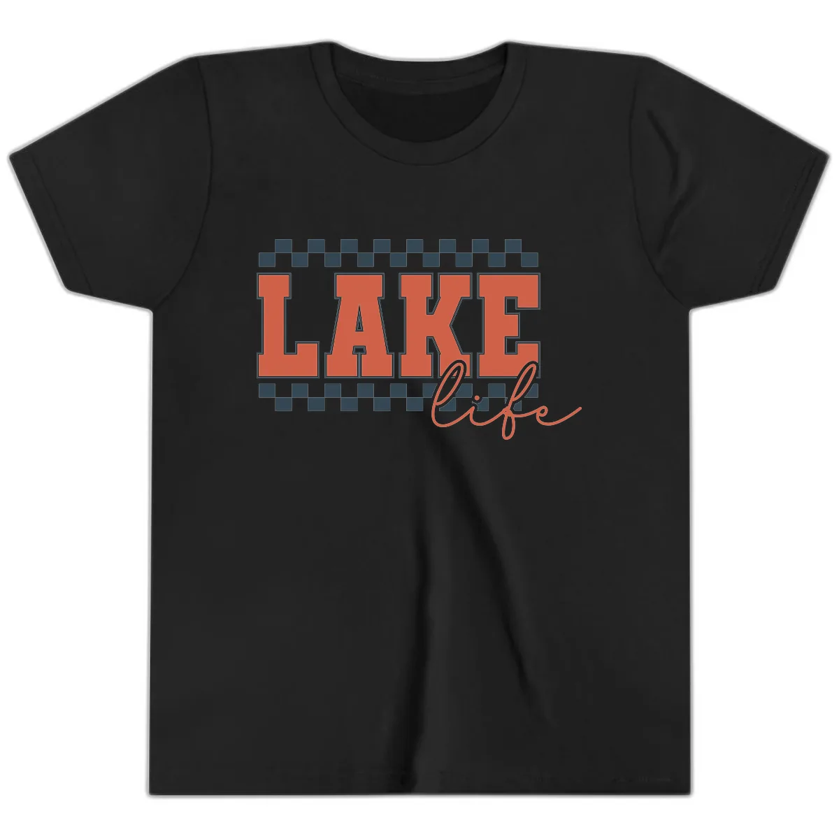 Lake Life Vintage Block Letter Youth T-Shirt in Black