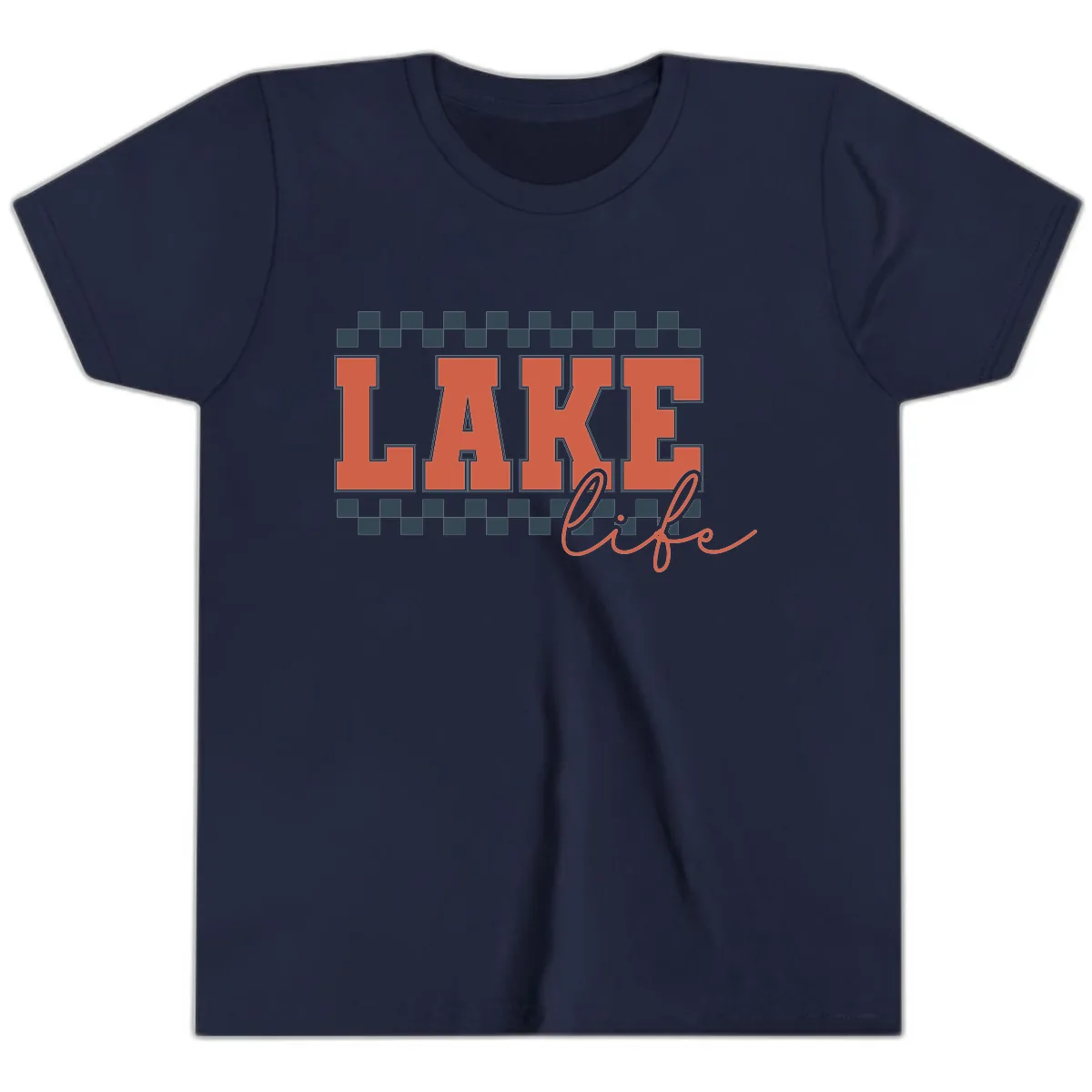 Lake Life Vintage Block Letter Youth T-Shirt in Navy