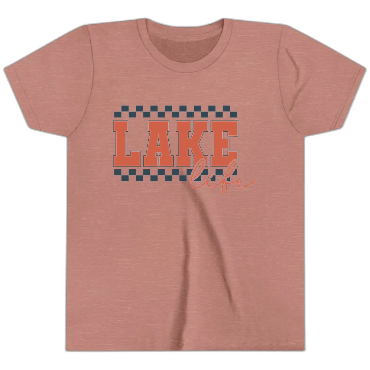 Lake Life Vintage Block Letter Youth T-Shirt in Heather Mauve