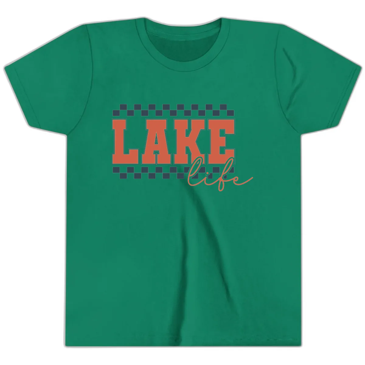Lake Life Vintage Block Letter Youth T-Shirt in Kelly