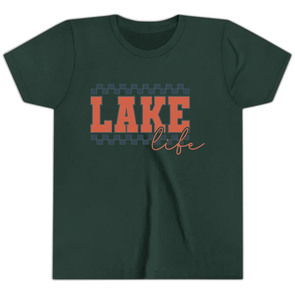 Lake Life Vintage Block Letter Youth T-Shirt in Forest