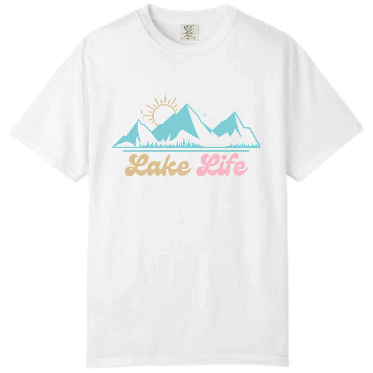 Lake Life Mountain Sunset Design Comfort Color in White