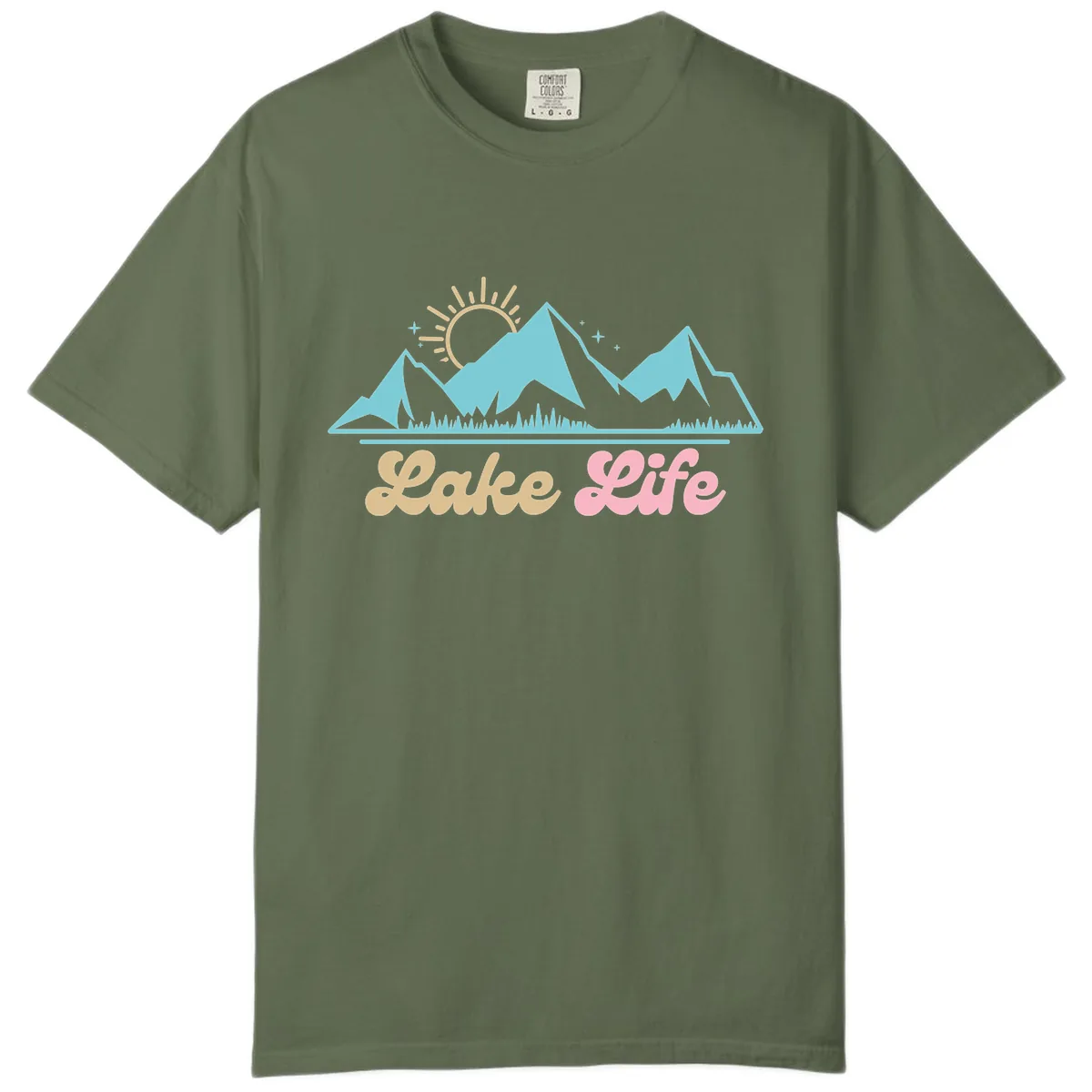 Lake Life Mountain Sunset Design Comfort Color in Sage