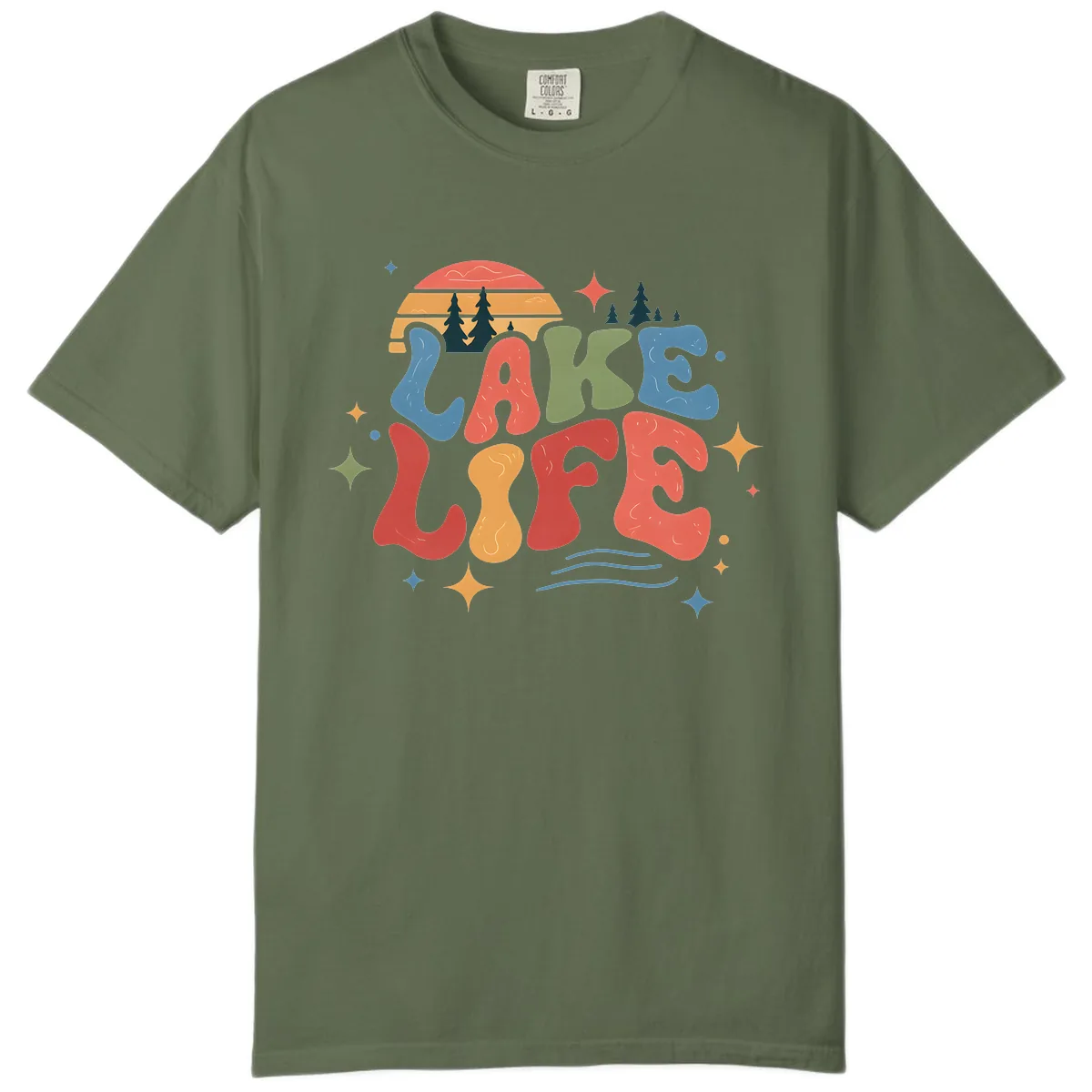 Retro Lake Life Typography Design Comfort Color in Sage