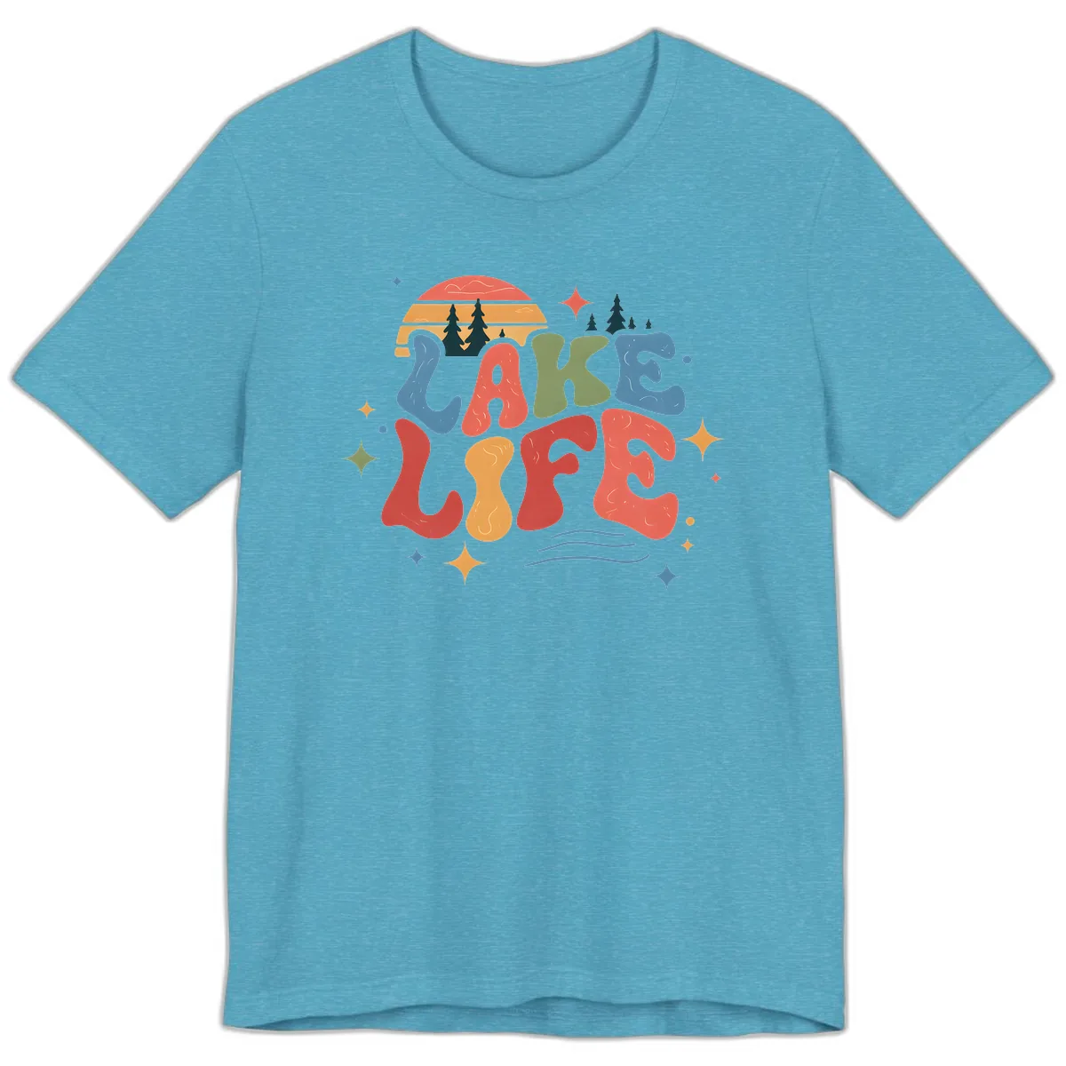 Retro Lake Life Typography Design Premium T-Shirt in Heather Aqua