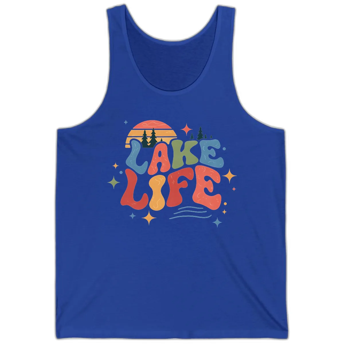 Retro Lake Life Typography Design Tank in True Royal