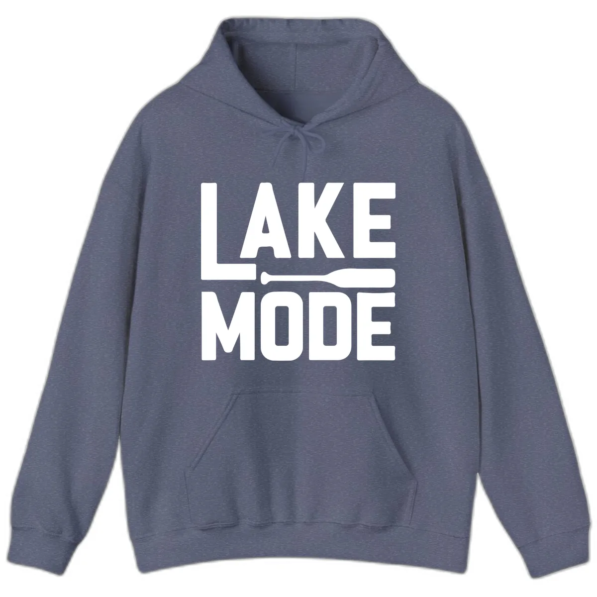 Lake Mode Paddle Design Hoodie in Heather Navy
