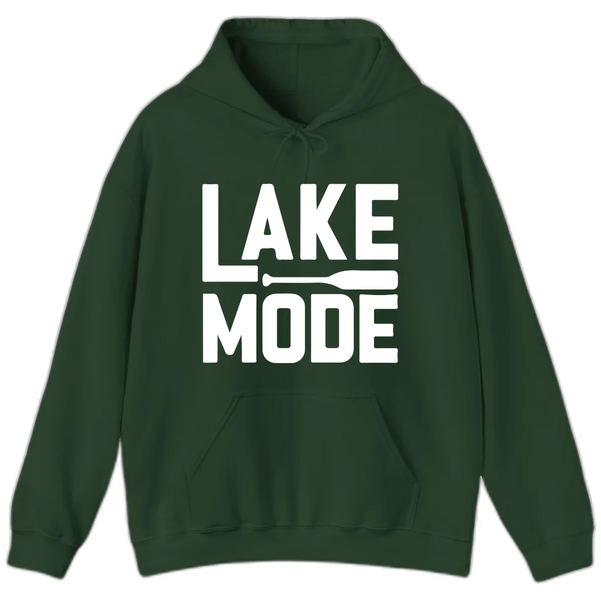 Lake Mode Paddle Design Hoodie in Forest Green