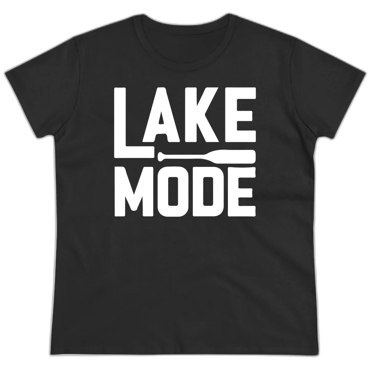 Lake Mode Paddle Design Ladies Tee in Black