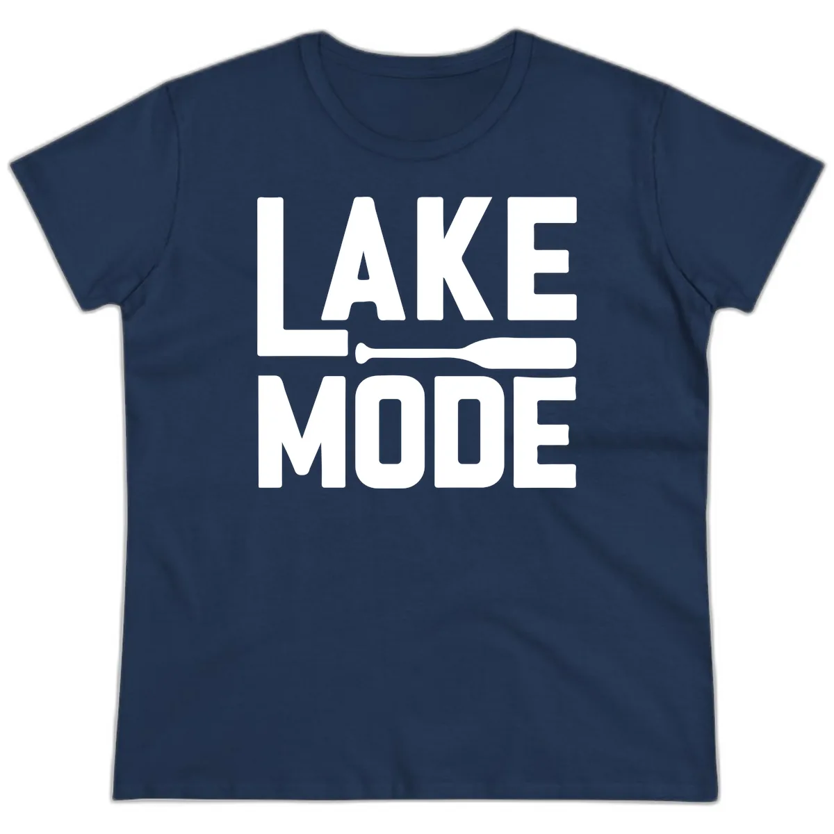 Lake Mode Paddle Design Ladies Tee in Navy