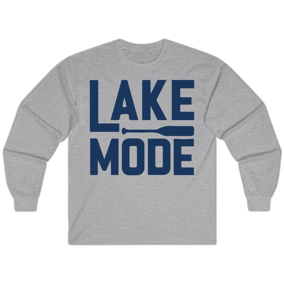 Lake Mode Paddle Design Long Sleeve in Sport Grey