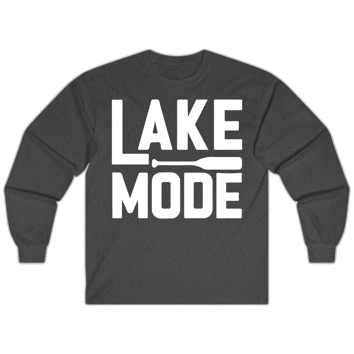 Lake Mode Paddle Design Long Sleeve in Dark Heather