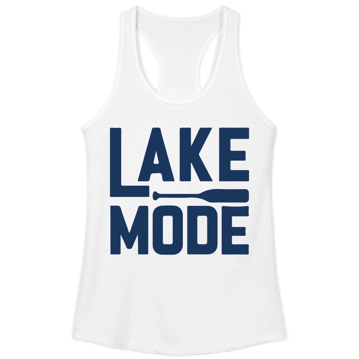 Lake Mode Paddle Design Ladies Tank in White