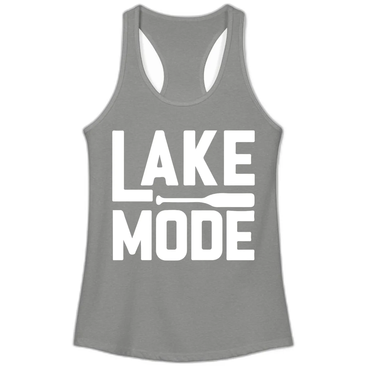 Lake Mode Paddle Design Ladies Tank in Heather Grey