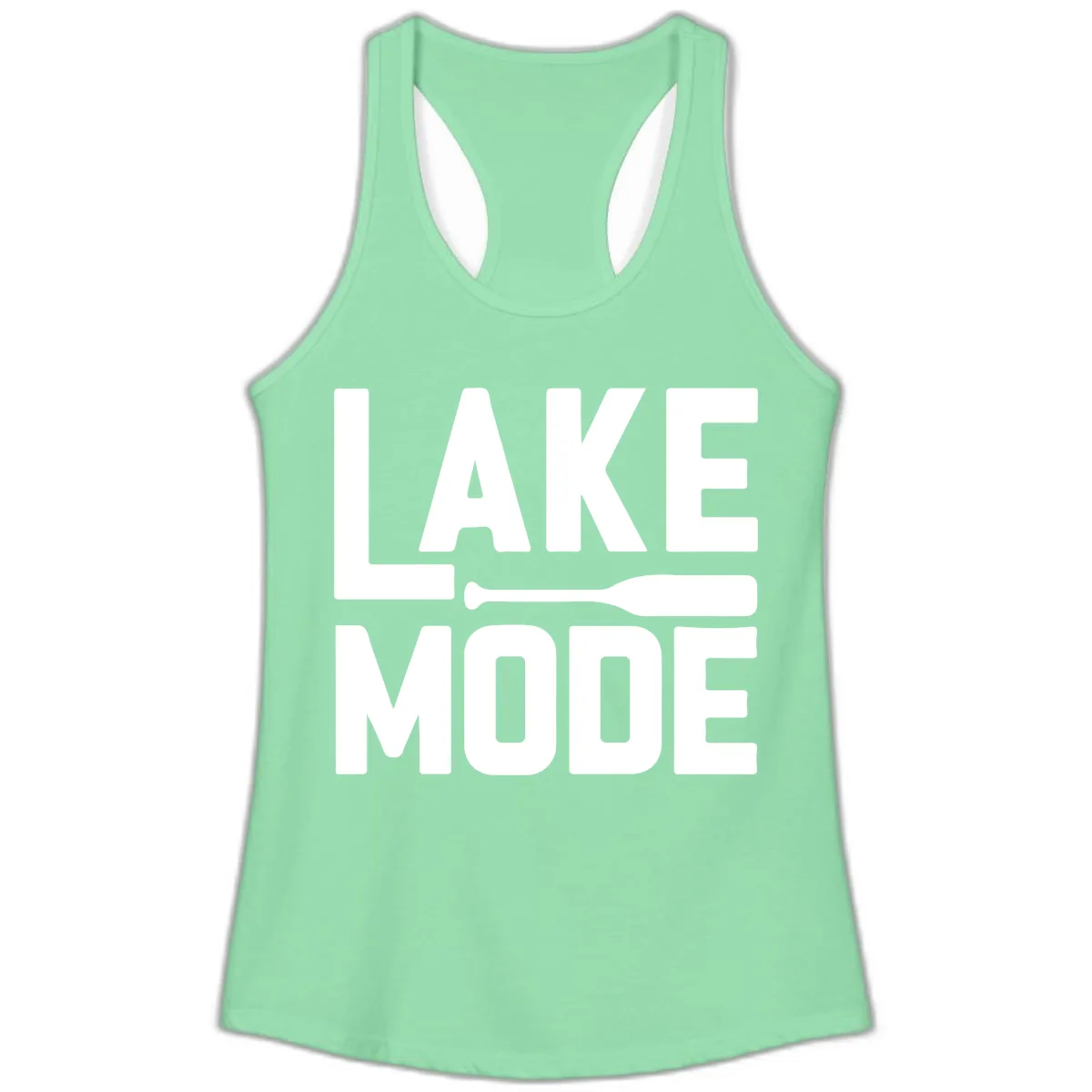 Lake Mode Paddle Design Ladies Tank in Solid Mint