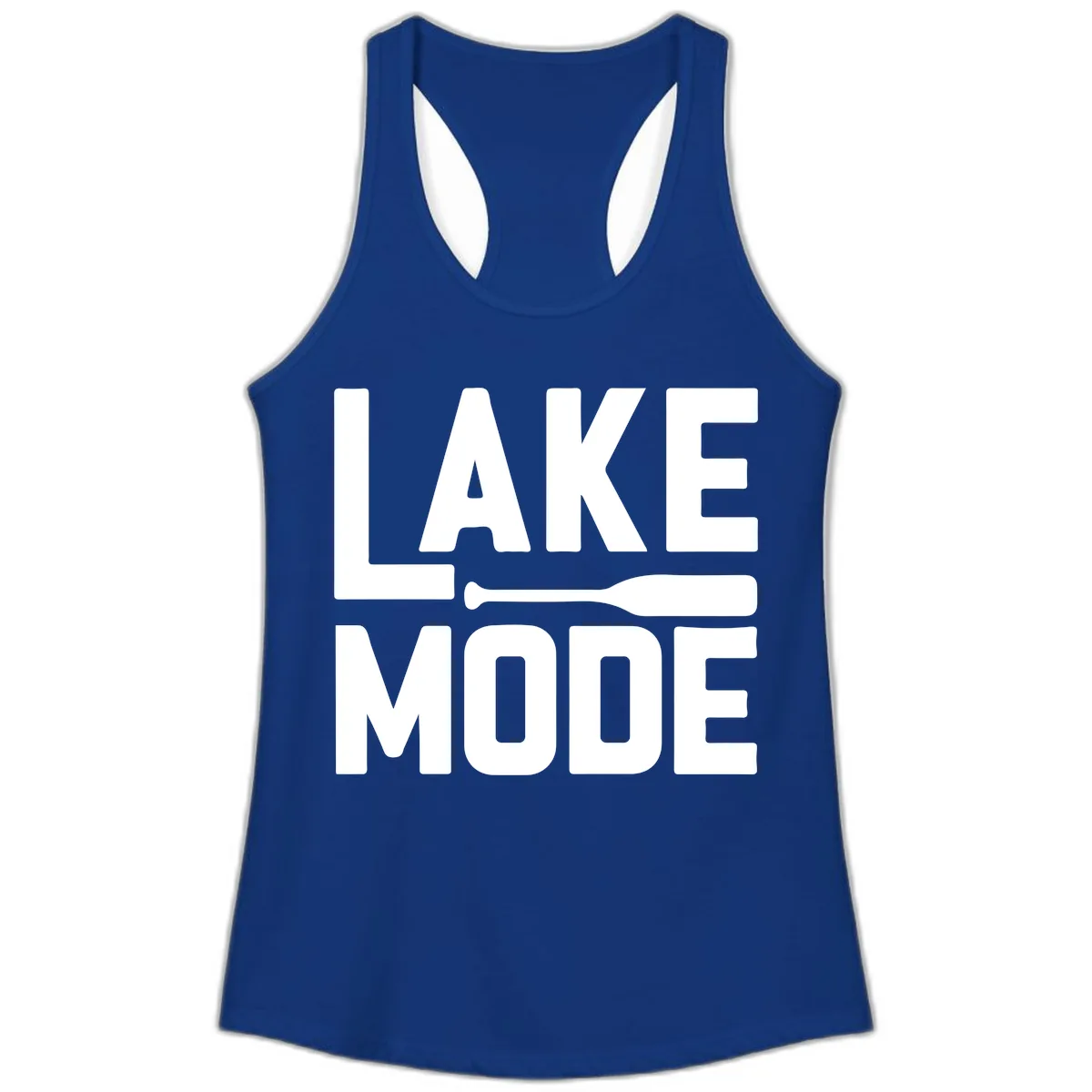 Lake Mode Paddle Design Ladies Tank in Solid Royal