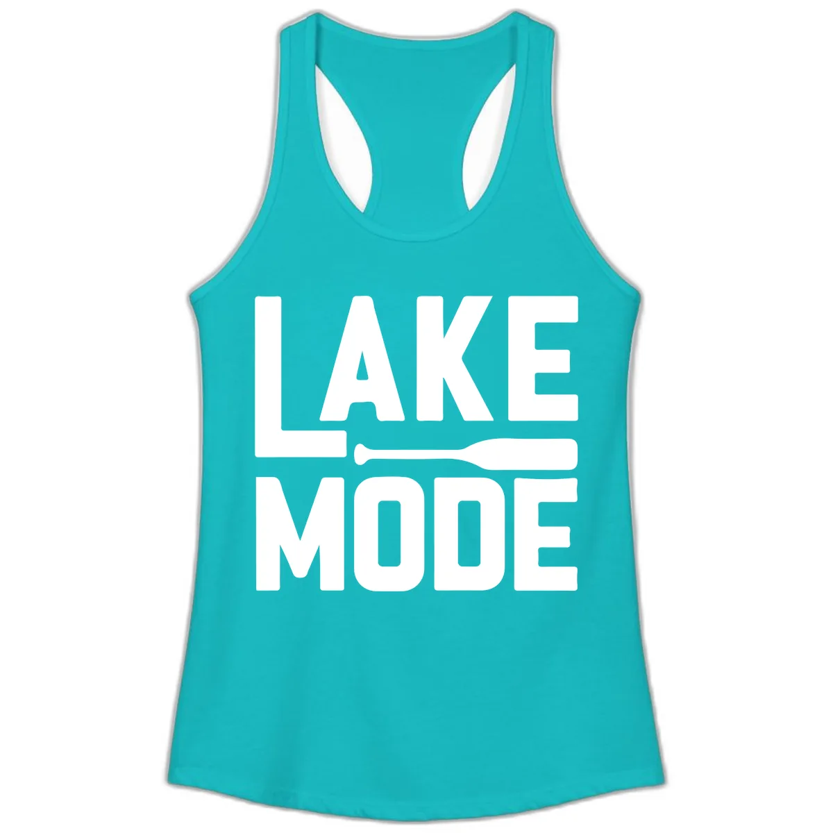 Lake Mode Paddle Design Ladies Tank in Tahiti Blue