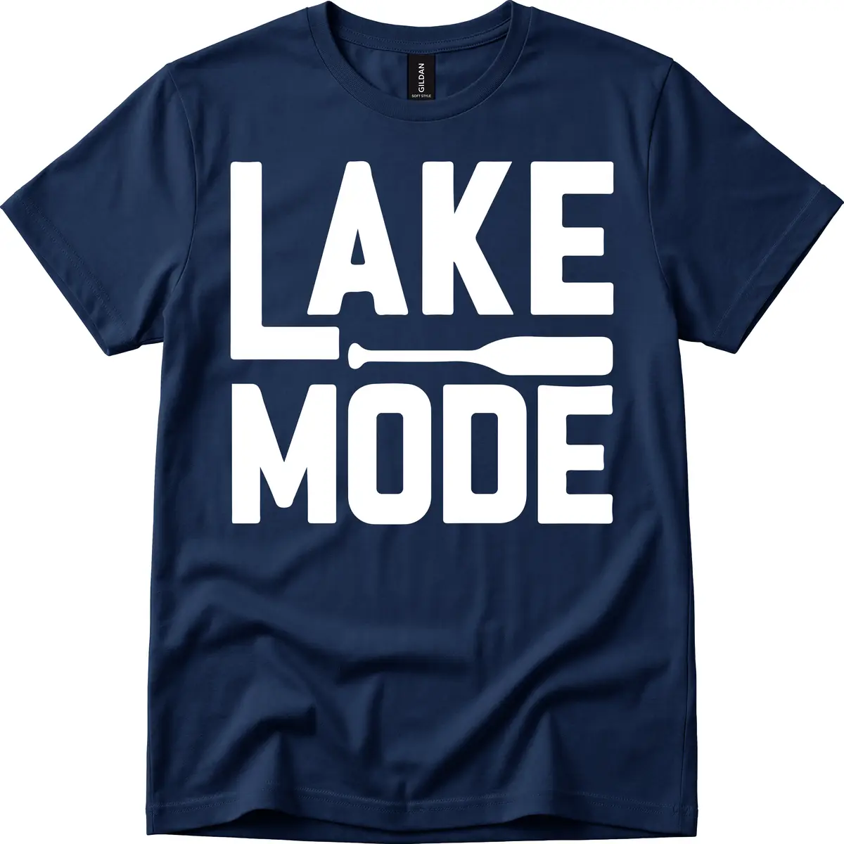 Lake Mode Paddle Design T-Shirt in Navy