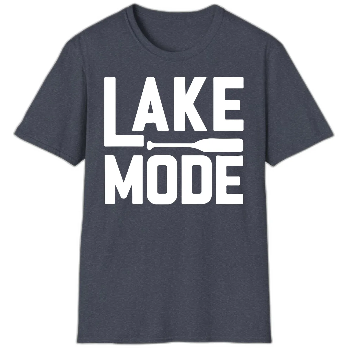 Lake Mode Paddle Design T-Shirt in Heather Navy