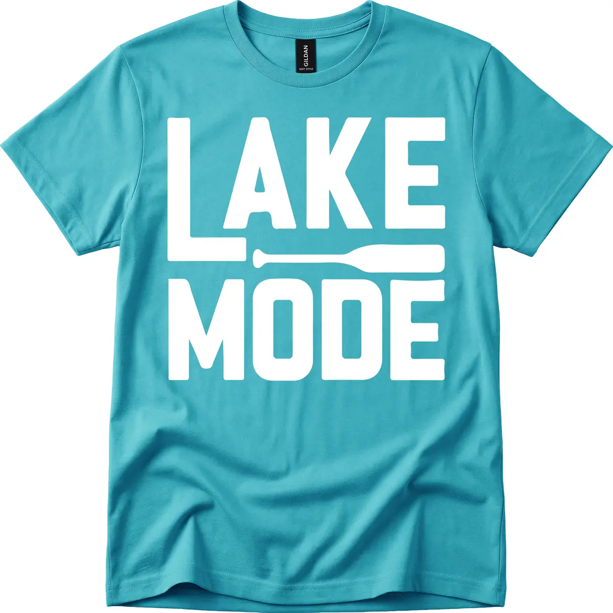 Lake Mode Paddle Design T-Shirt in Tropical Blue