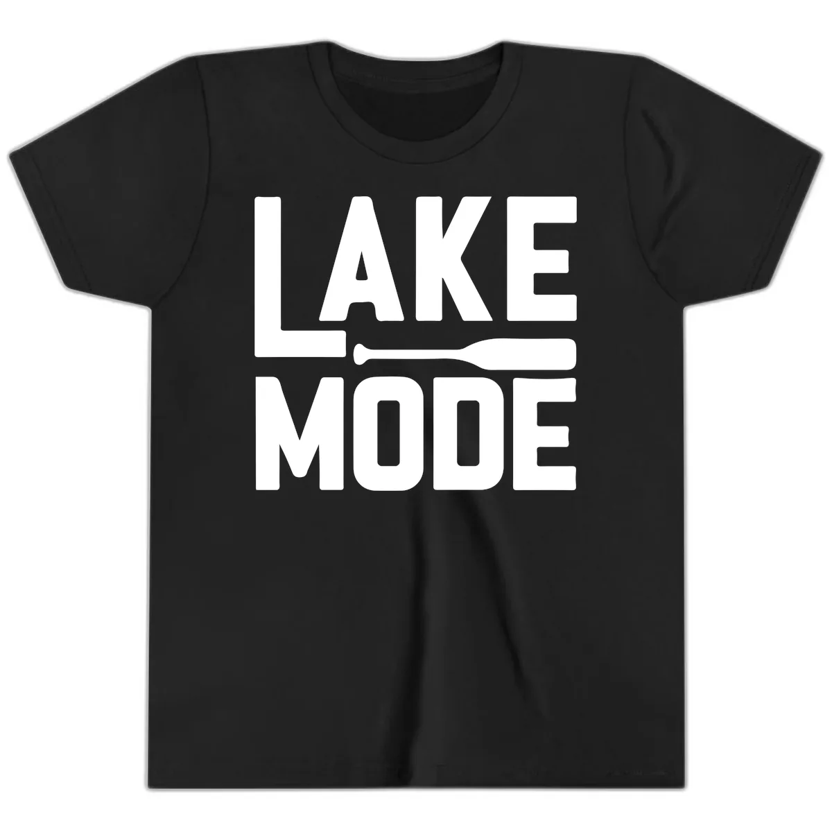 Lake Mode Paddle Design Youth T-Shirt in Black