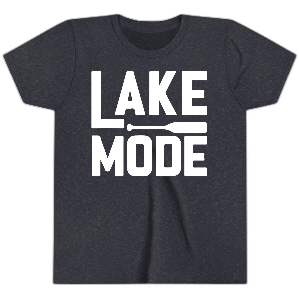 Lake Mode Paddle Design Youth T-Shirt in Heather Navy