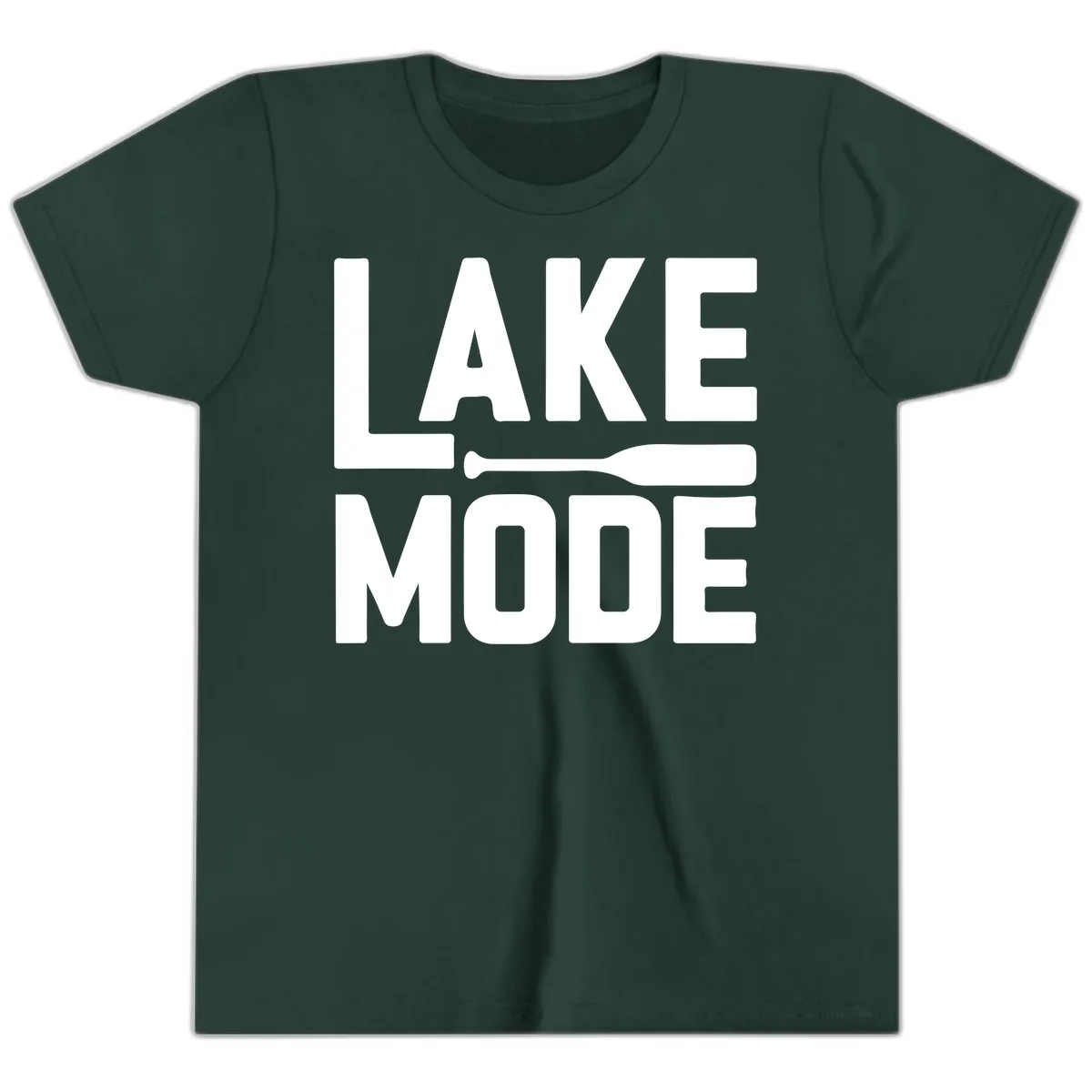 Lake Mode Paddle Design Youth T-Shirt in Forest