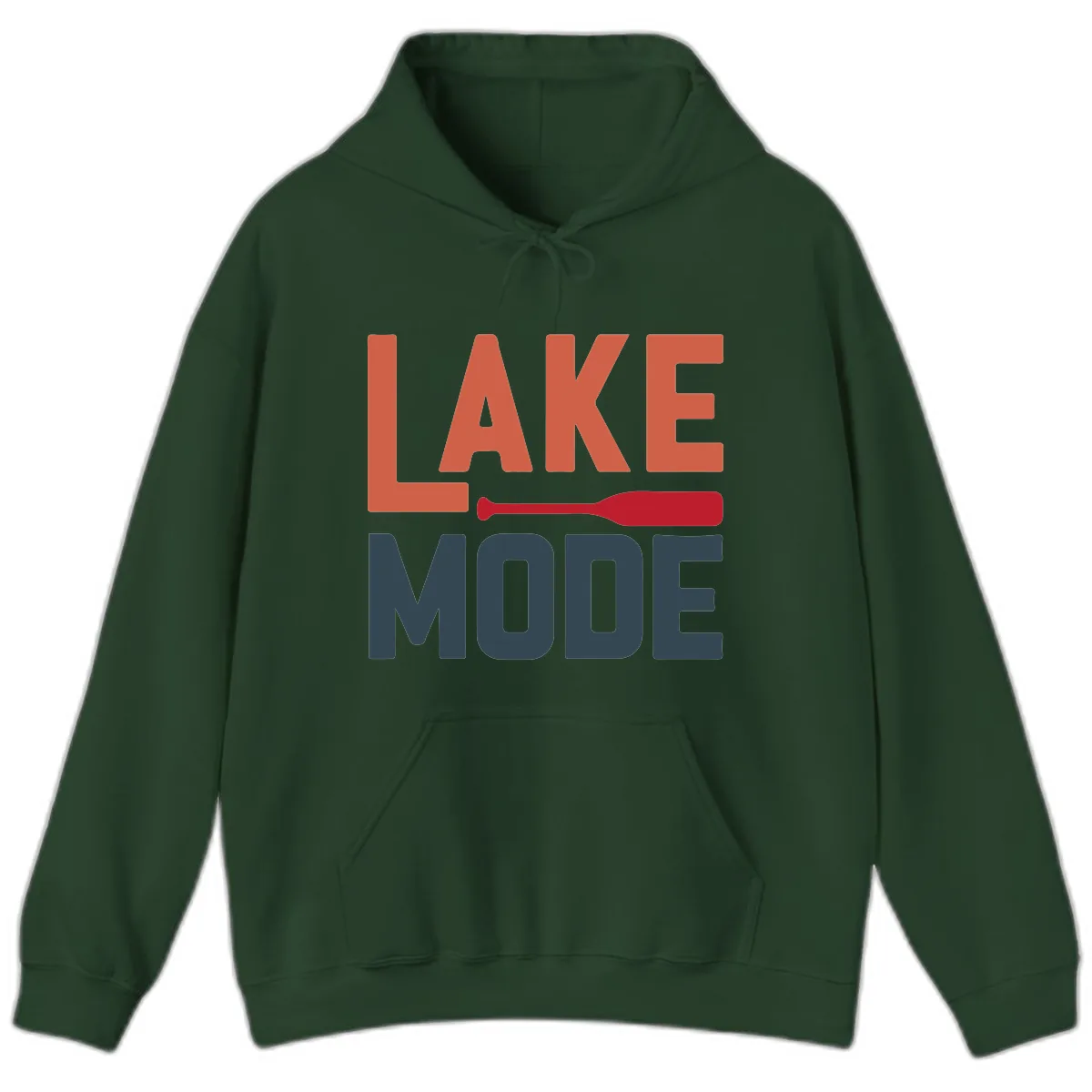 Lake Mode Paddle Design Hoodie in Forest Green