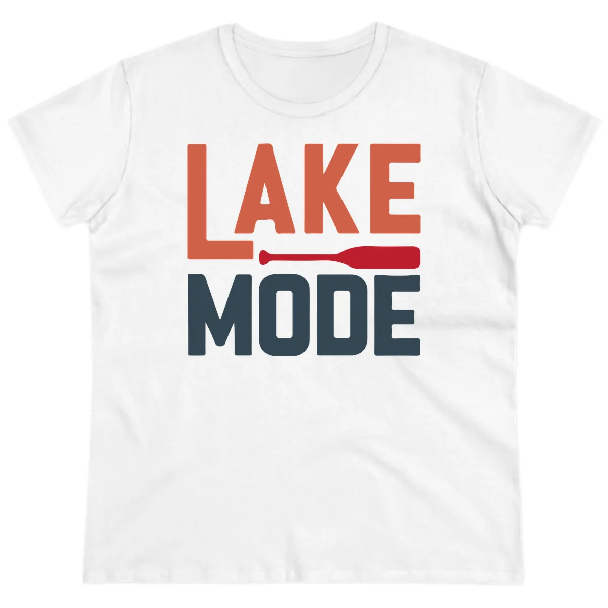 Lake Mode Paddle Design Ladies Tee in White