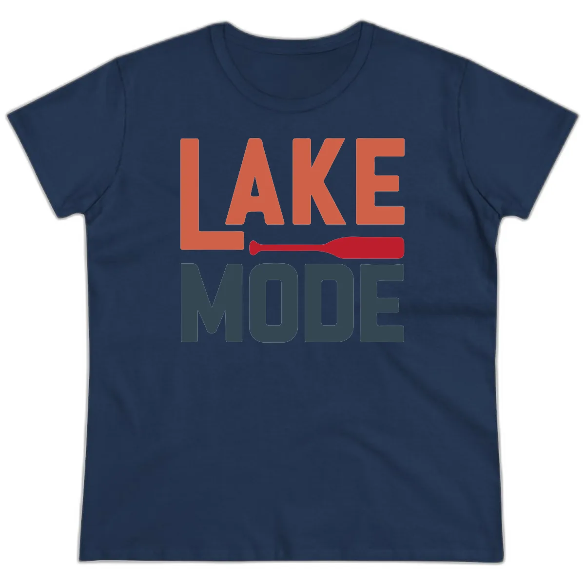 Lake Mode Paddle Design Ladies Tee in Navy