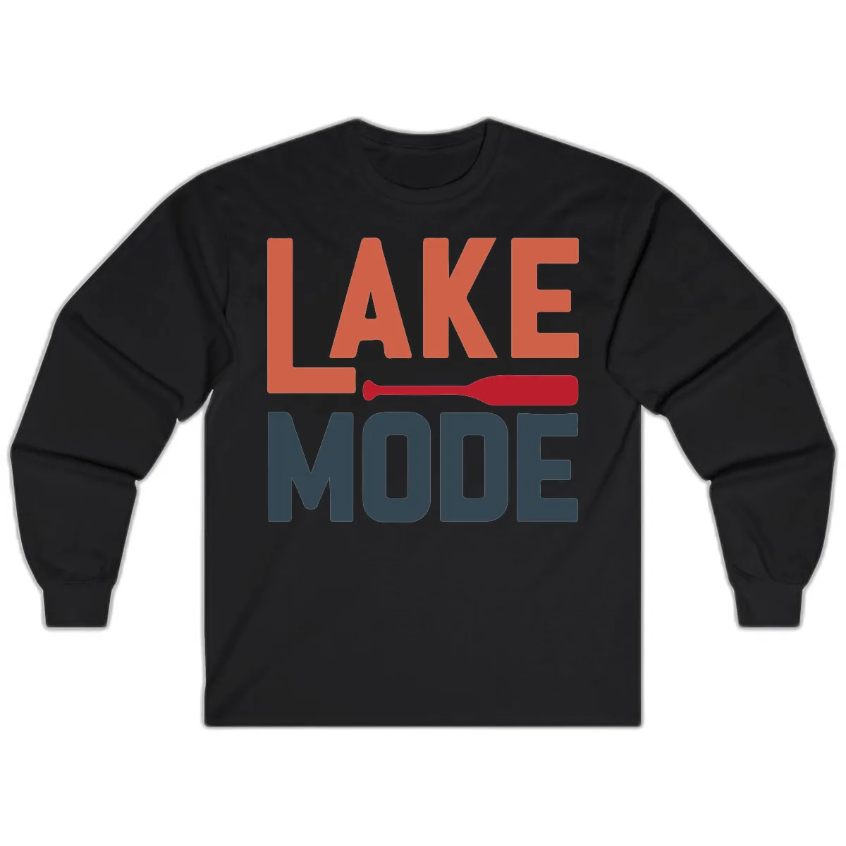 Lake Mode Paddle Design Long Sleeve in Black