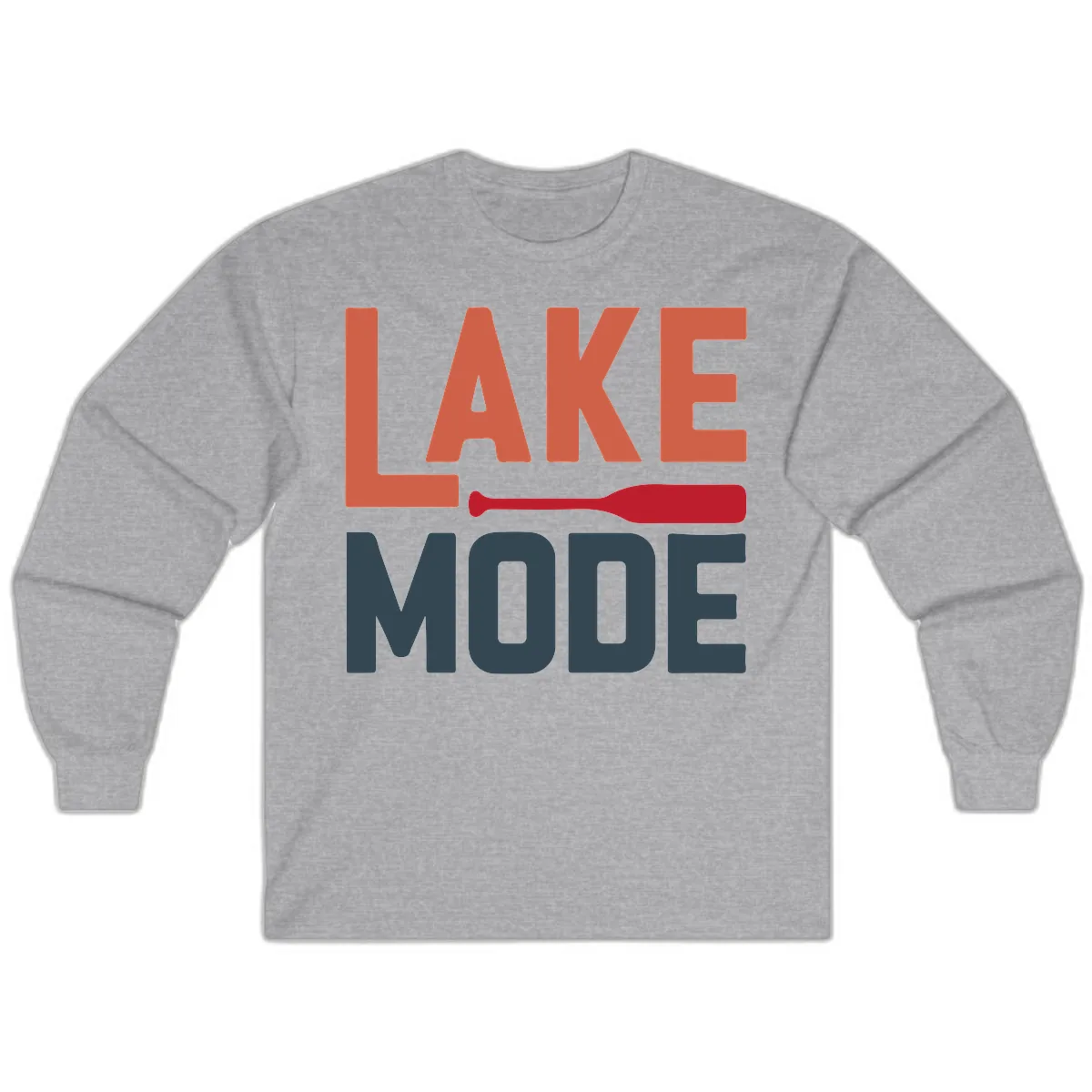 Lake Mode Paddle Design Long Sleeve in Sport Grey